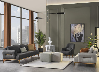 Sofa set Sofa Armchair 431 Seater Fabric Luxury Gray Sofas Living room